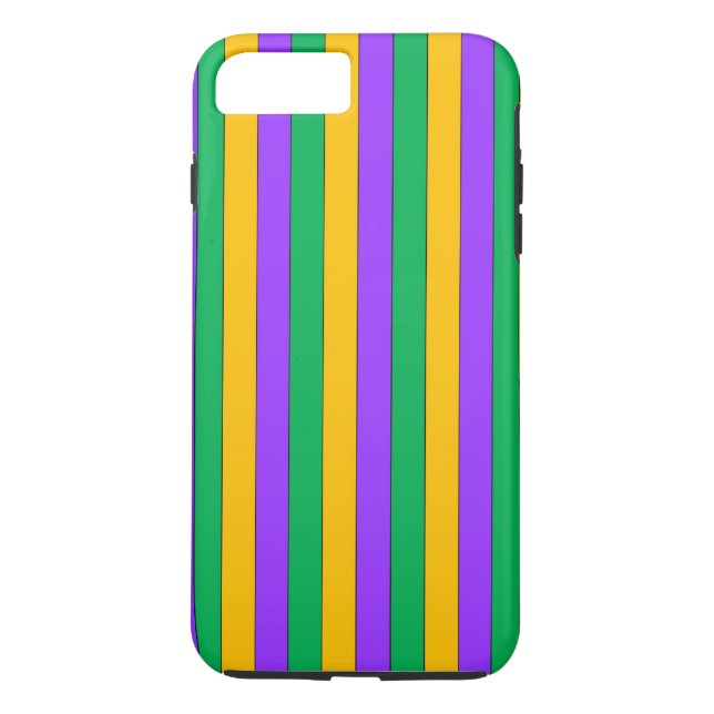Mardi Gras Stripes Pattern Purple Green Yellow Case-Mate iPhone Case (Back)
