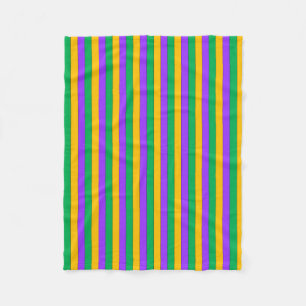 Mardi Gras Stripes Pattern Purple Green Yellow Fleece Blanket
