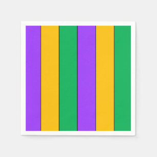 Mardi Gras Stripes Pattern Purple Green Yellow Napkin