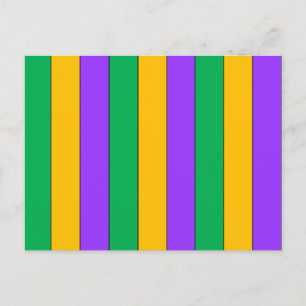 Mardi Gras Stripes Pattern Purple Green Yellow Postcard
