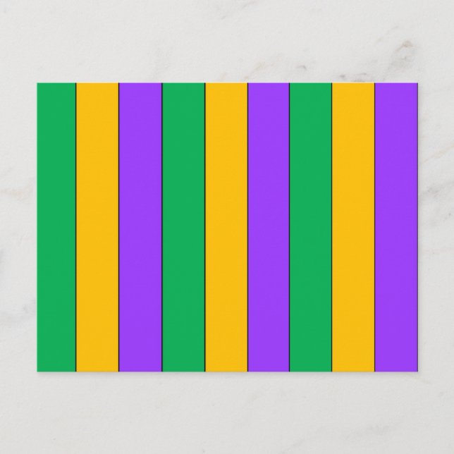 Mardi Gras Stripes Pattern Purple Green Yellow Postcard (Front)