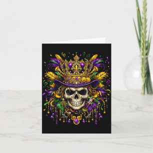 Mardi gras sugar skull carnival new orleans party card