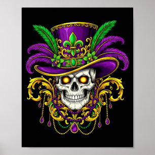 Mardi gras sugar skull carnival new orleans party poster
