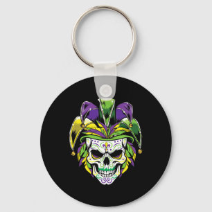 Mardi Gras Sugar Skull Day Of Dead Carnival Party Key Ring