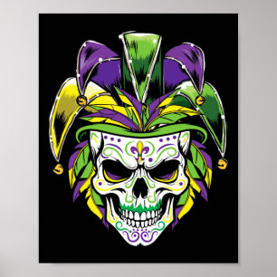 Mardi Gras Sugar Skull Day Of Dead Carnival Party Poster