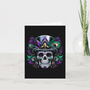 Mardi Gras Sugar Skull Festive Costume Top Dia De Card