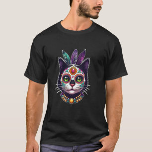 Mardi Gras Sugar Skull Kitty Carnival New Orleans T-Shirt
