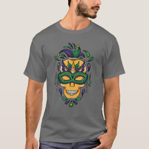 Mardi Gras Sugar Skull Mask Funny Mardi Gras Carni T-Shirt
