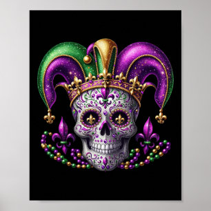 Mardi Gras Sugar Skull Outfit Costume Men Women Ma Poster