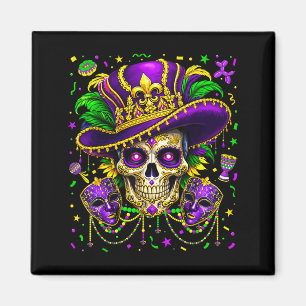 Mardi Gras Sugar Skull Women Carnival New Orleans Magnet