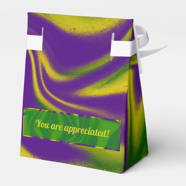 Mardi Gras Swirls Favour Box (Back Side)
