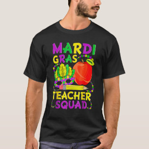 Mardi Gras Teacher Squad Funny Festival Mask Beads T-Shirt