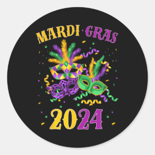 Mardi Gras Tee Carnival Mardi Gras Men Women Kids  Classic Round Sticker