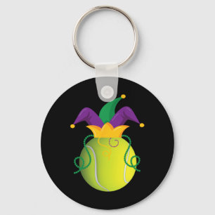 Mardi Gras Tennis Byll Jester Hat Funny Tennis Lov Key Ring