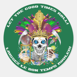 Mardi Gras The King of Time View Notes Please Classic Round Sticker