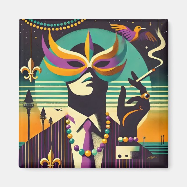 Mardi Gras The Smoking Man Magnet (Front)