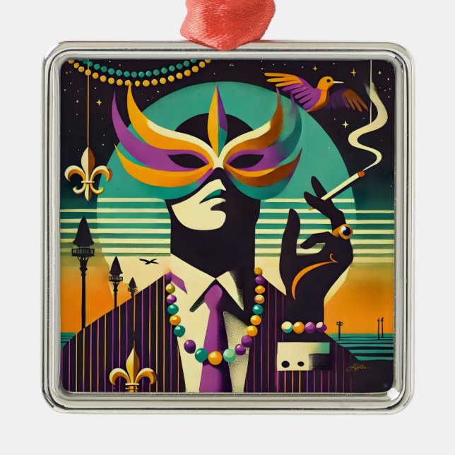 Mardi Gras The Smoking Man Metal Tree Decoration (Front)