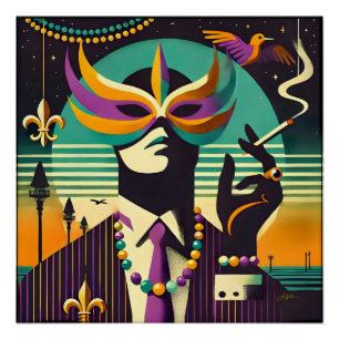 Mardi Gras The Smoking Man Poster