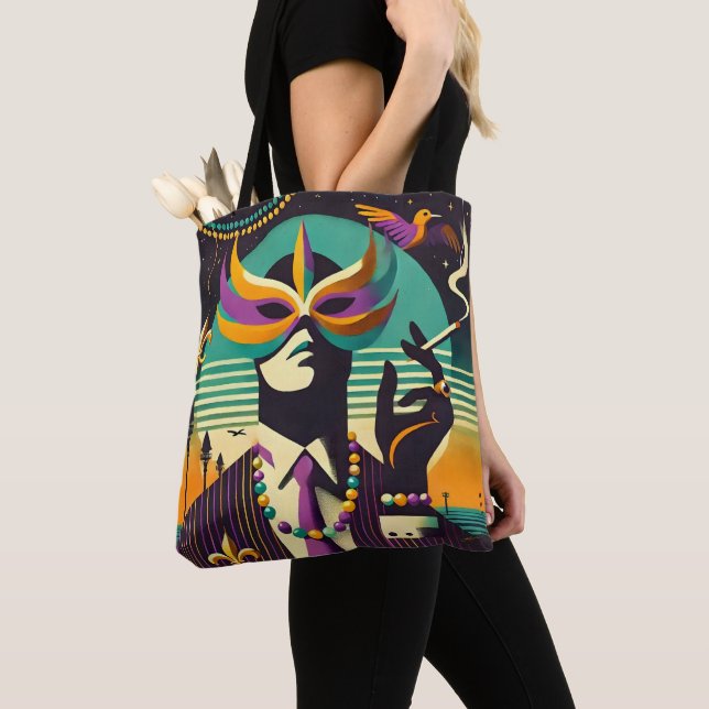 Mardi Gras The Smoking Man Tote Bag (Close Up)