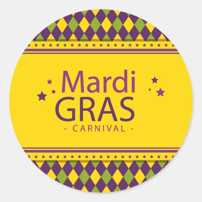 Mardi Gras Theme Classic Round Sticker (Front)