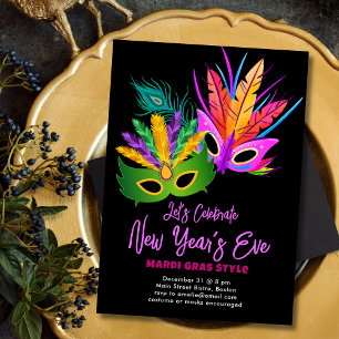 Mardi Gras Themed New Year's Eve Party Invitation