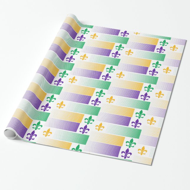 Mardi Gras themed wrapping paper (Unrolled)