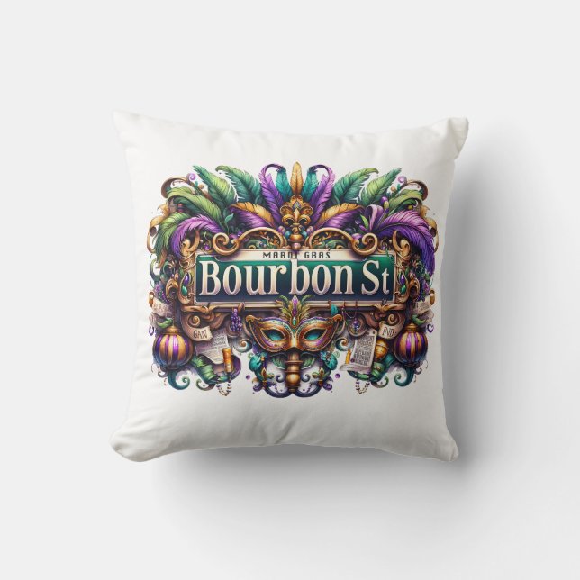 Mardi Gras Throw Pillow (Front)