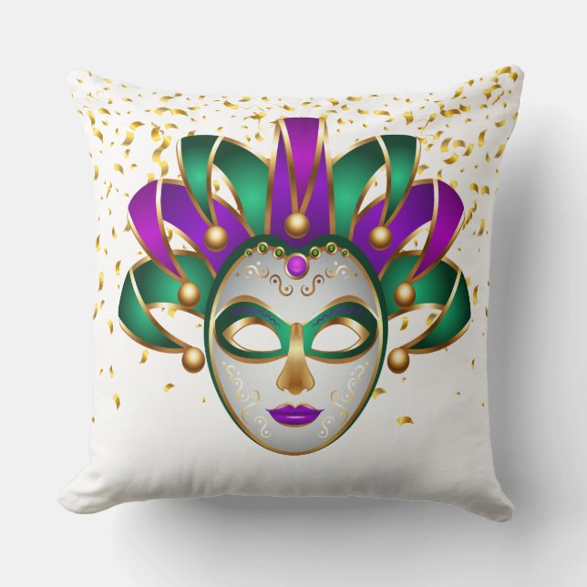 Mardi Gras Throw Pillow (Front)