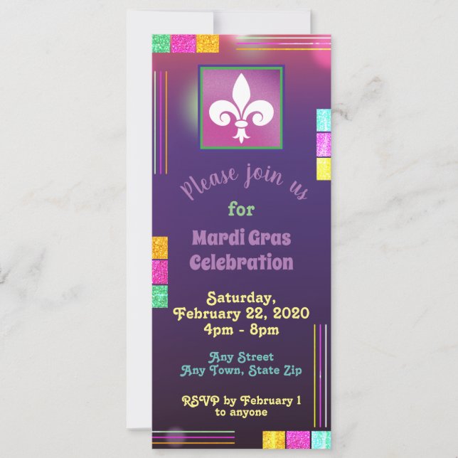 Mardi Gras Ticket Invitation (Front)