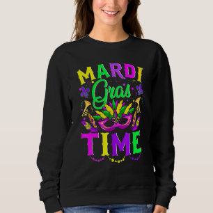 Mardi Gras Time Feathered Krewes Mask Mardi Gras Sweatshirt