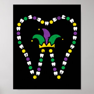 Mardi Gras Tooth Jester Hat Teeth Dentist Dental I Poster