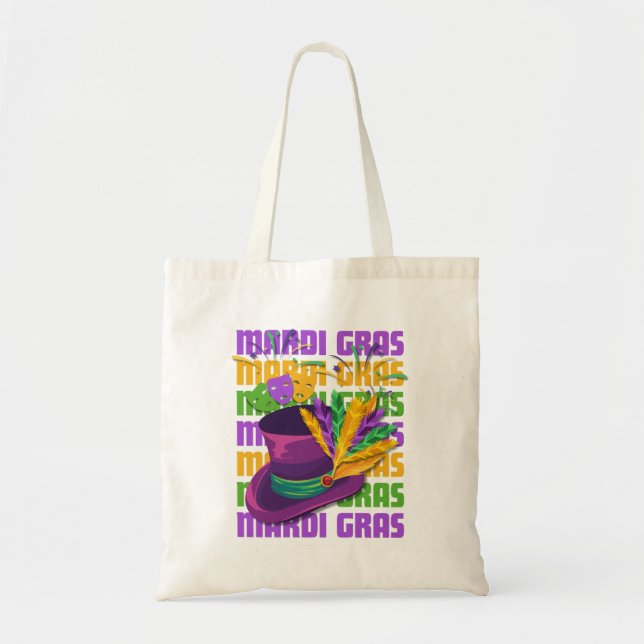 MARDI GRAS Top Hat Feathers Tote Bag (Front)