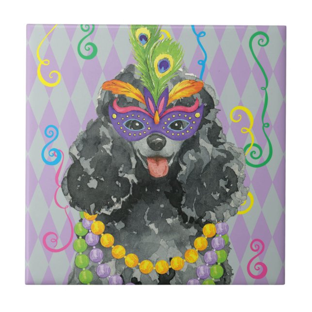 Mardi Gras Toy Poodle Tile (Front)