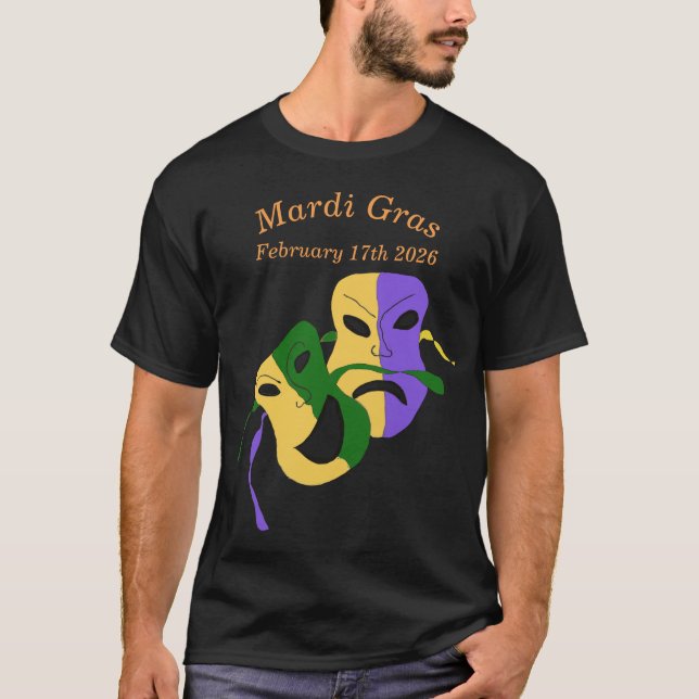 Mardi Gras Tragedy Comedy Mask T-Shirt (Front)