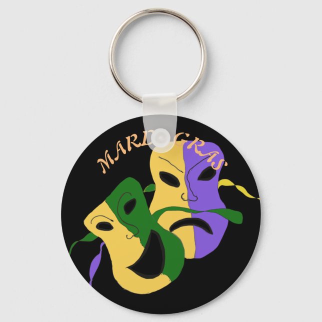 Mardi Gras Tragic, Comic Mask Colorful Key Ring (Front)