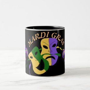 Mardi Gras Tragic, Comic Mask Colourful Two-Tone Coffee Mug