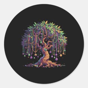 Mardi Gras Tree Beads Fat Tuesday Carnival Men Wom Classic Round Sticker