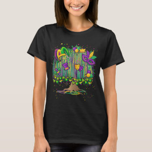 Mardi Gras Tree Beads New Orleans 2023 Watercolor  T-Shirt