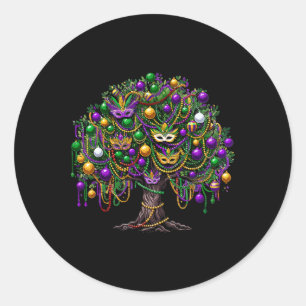 Mardi Gras Tree Beads New Orleans 2025 Festival Be Classic Round Sticker
