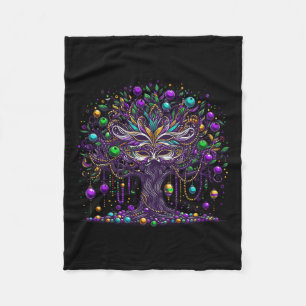 Mardi Gras Tree Beads New Orleans 2025 Festival Be Fleece Blanket