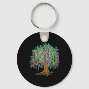 Mardi Gras Tree Beads New Orleans 2025 Watercolor Key Ring