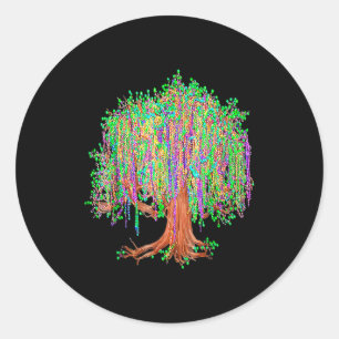 Mardi Gras Tree Beads Orleans Classic Round Sticker