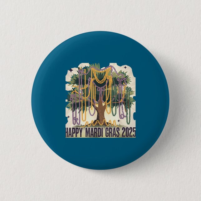 Mardi Gras Tree Carnival New 2024 For Women Valent 6 Cm Round Badge (Front)