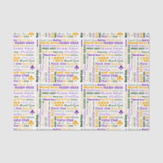 Mardi Gras Tri-Coloured Multi-Font Tissue Paper