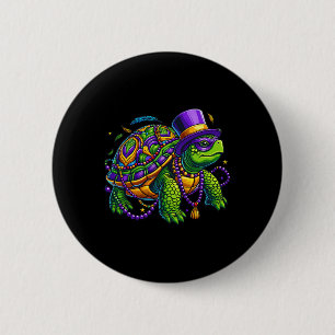Mardi Gras Turtle Cute Animal 6 Cm Round Badge