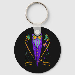 Mardi Gras Tuxedo Costume Funny Carnival Design  Key Ring