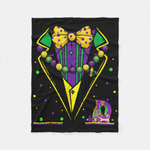 Mardi Gras Tuxedo Vest Party Suit Carnival Parade  Fleece Blanket