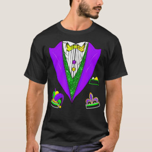 Mardi Gras Tuxedo Vest Party Suit Carnival Parade T-Shirt