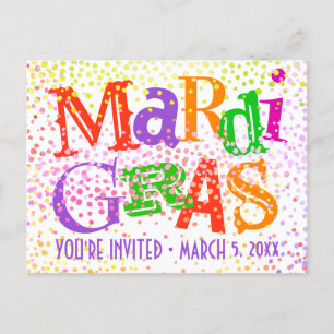 Mardi Gras Typography Party Invitation Postcard