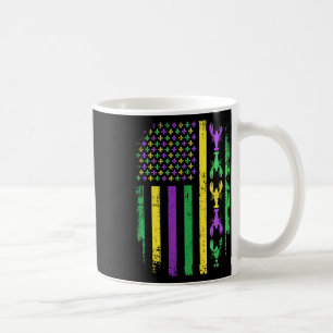 Mardi Gras Us American Flag With Crawfish New Orle Coffee Mug